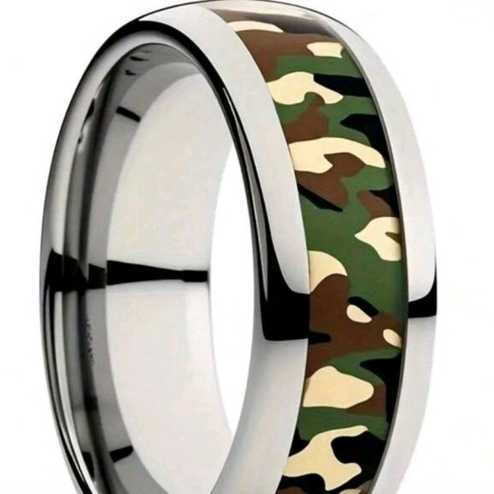 Camouflage Inlay Silver Ring